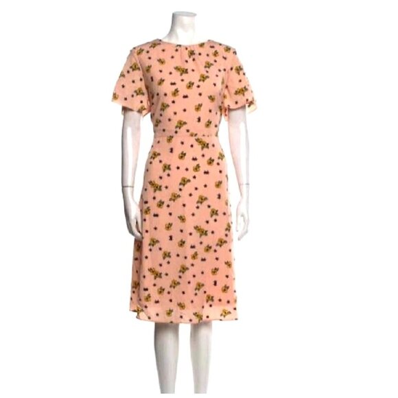 Tiana B. Womens Floral Print Dress Size 14 Peach With Black & Yellow Flowers - Picture 1 of 11